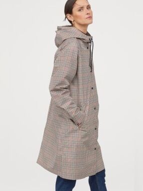 H&M Plaid Rain Coat Longline